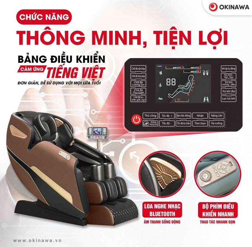 Bảng điều khiển tiếng Việt ghế massage Okinawa OS - 152