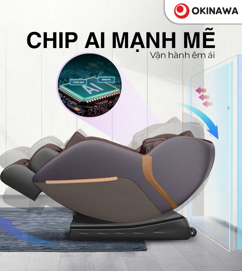 Ghế massage Okinawa OS - 138 ứng dụng công nghệ nhân tạo cùng chip AI