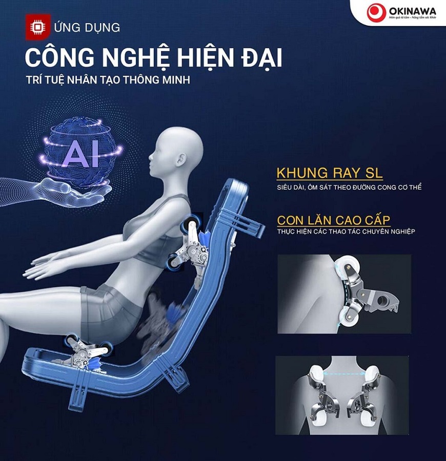 Ghế massage Okinawa OS 468 thiết kế khung SL