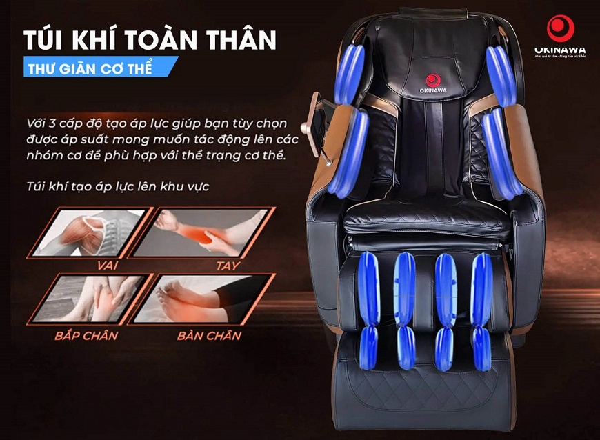 Hệ thống t úi khí toàn thân ghế massage OKINAWA OS-702